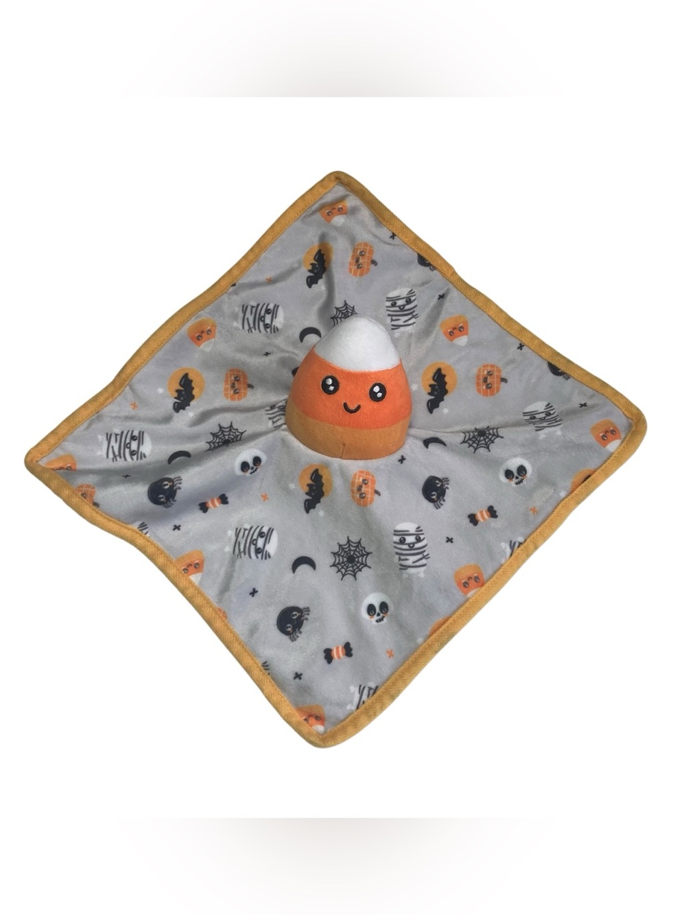 Parents Choice Candy Corn Lovey 11" Security Blanket Halloween Gray Orange